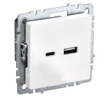 Розетка USB BRITE A+C 18Вт РЮ11-1-БрБ белый (BR-U22-018-K01)