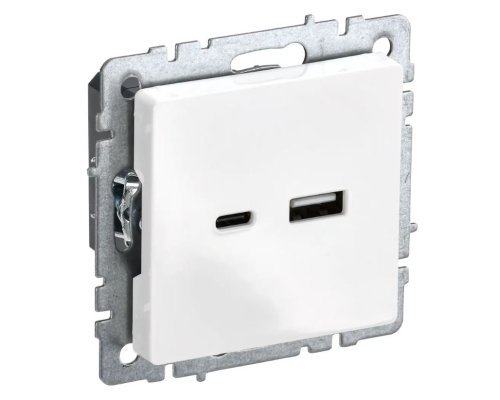 Розетка USB BRITE A+C 18Вт РЮ11-1-БрБ белый (BR-U22-018-K01)