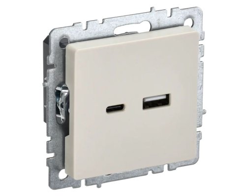 Розетка USB BRITE A+C 18Вт РЮ11-1-БрКр бежевый (BR-U22-018-K10)
