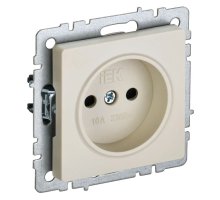Розетка 1-местная BRITE РСш10-2-БрКр без заземления с защитными шторками скрытой установки 10А бежевый (BR-R13-10-K10)
