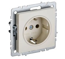 Розетка 1-местная BRITE РС14-1-0-БрКр с заземлением с защитными шторками скрытой установки 16А бежевый (BR-R14-16-K10)