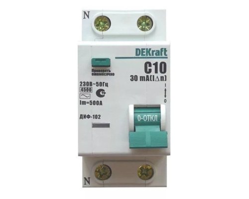 ДИФ-102 1Р+N 10А 30мА AC 4,5кА (16002DEK)