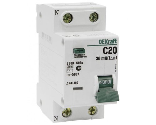 ДИФ-102 1Р+N 20А 30мА AC 4,5кА (16004DEK)