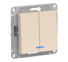 AtlasDesign выключатель 2-клавишный с подсветкой, скрытой установки, механизм, бежевый (ATN000253)