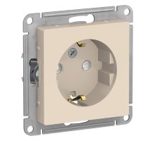 AtlasDesign розетка 1-местная с заземлением со шторками, скрытой установки, механизм, бежевый (ATN000245)