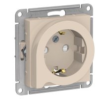 AtlasDesign розетка 1-местная с заземлением со шторками с выталкивателем, скрытой установки, механизм, бежевый (ATN000247)