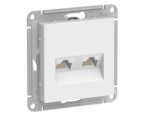 AtlasDesign розетка RJ45+RJ45, 2-местная, скрытой установки, механизм, белый (ATN000185)