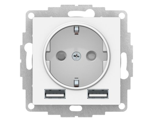 AtlasDesign розетка 1-местная с 2 USB A+A, скрытой установки, механизм, белый (ATN000130)