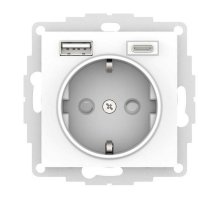 AtlasDesign розетка 1-местная с 2 USB A+C, скрытой установки, механизм, белый (ATN000132)