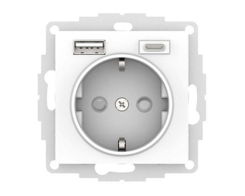 AtlasDesign розетка 1-местная с 2 USB A+C, скрытой установки, механизм, белый (ATN000132)