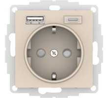 AtlasDesign розетка 1-местная с 2 USB A+C, скрытой установки, механизм, бежевый (ATN000232)