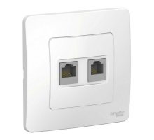BLANCA розетка RJ45+RJ11 2-местная, кат. 5Е, скрытой установки, белый (BLNIS045111)