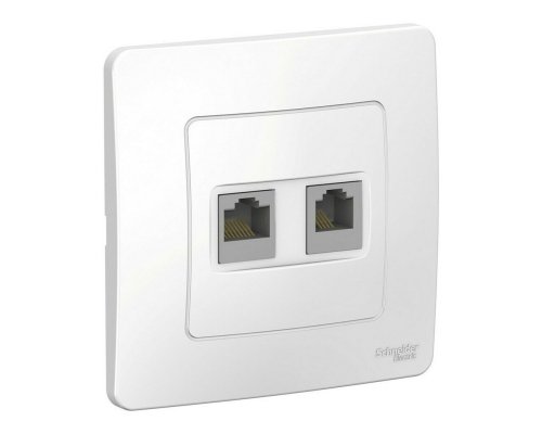 BLANCA розетка RJ45+RJ11 2-местная, кат. 5Е, скрытой установки, белый (BLNIS045111)