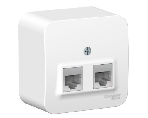 BLANCA розетка RJ11+RJ45, 2-местная, кат. 5Е, открытой установки, белый (BLNIA045111)