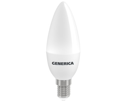 Лампа светодиодная C35 свеча 8Вт 230В 4000К E14 GENERICA (LL-C35-08-230-40-E14-G)