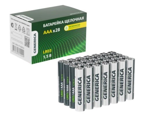 Батарейка Alkaline LR03/AAA GENERICA (28 шт) (ABT-LR03-ST-B28-G)