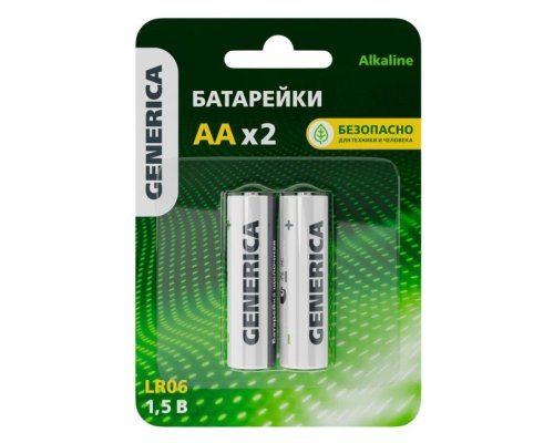 Батарейка Alkaline LR06/AA GENERICA (2 шт) (ABT-LR06-ST-L02-G)