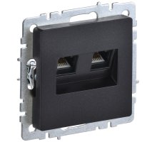 Розетка компьютерная двойная RJ45 BRITE кат.5E РК10-2-БрЧ скрытой установки черный (BR-K20-1-K02)