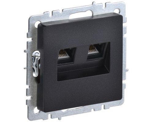 Розетка компьютерная двойная RJ45 BRITE кат.5E РК10-2-БрЧ скрытой установки черный (BR-K20-1-K02)