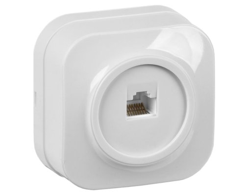 Розетка компьютерная 1-местная RJ45 кат.5E GLORY РК10-ХБ открытой установки белый (EKH10-K01)