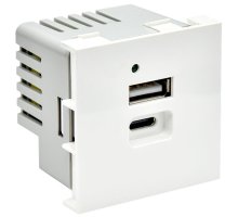 Розетка USB PRIMER A+C 5В 4,2А РКЮ-25-40-П 2 модуля белая (PR-KK40D-RU-0-2-AC-K01)