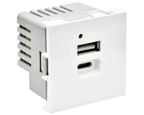 Розетка USB PRIMER A+C 5В 4,2А РКЮ-25-40-П 2 модуля белая (PR-KK40D-RU-0-2-AC-K01)