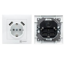 Валенсия розетка 1-местная с/з 16А (EWR16-028-10-2USB)