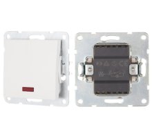 Выключатель 1-клавиша c индикатором 16 A, 250 B, белый LK60 (860204-1)
