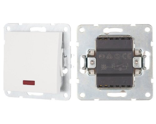 Выключатель 1-клавиша c индикатором 16 A, 250 B, белый LK60 (860204-1)