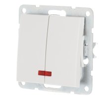 Выключатель 2-клавиши с индикаторами 16 A, 250 B, белый LK60 (861204-1)