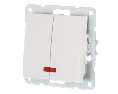 Выключатель 2-клавиши с индикаторами 16 A, 250 B, белый LK60 (861204-1)