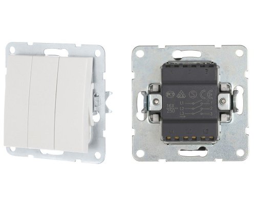 Выключатель 3-клавиши с индикаторами 16 A, 250 B, белый LK60 (862104-1)