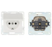 Розетка с з/к, шторками и крышкой, белый LK60 (863404-1)