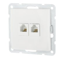 Розетка телефонная двойная 2xRJ-12 с накладкой, белый LK60 (865604-1)