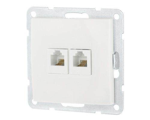 Розетка телефонная двойная 2xRJ-12 с накладкой, белый LK60 (865604-1)