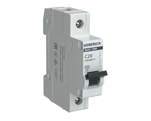 GENERICA ВА47-29М 1P C 20А 4,5кА (MVA21-1-020-C-G)
