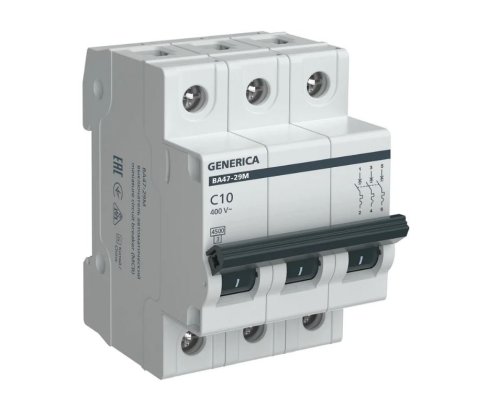 GENERICA ВА47-29М 3P C 10А 4,5кА (MVA21-3-010-C-G)