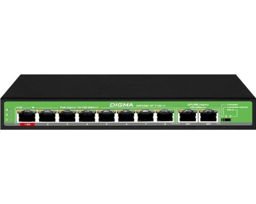 DSP208F-2F-T120 DSP208F-2F-T120 V1 (L2) 10х100Мбит/с 8PoE 8PoE+ 120W
