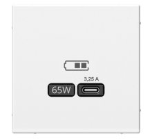 ArtGallery розетка USB тип-С 65Вт высокоскоростной заряд. QC, PD, скрытой установки, механизм, белый (GAL000127)