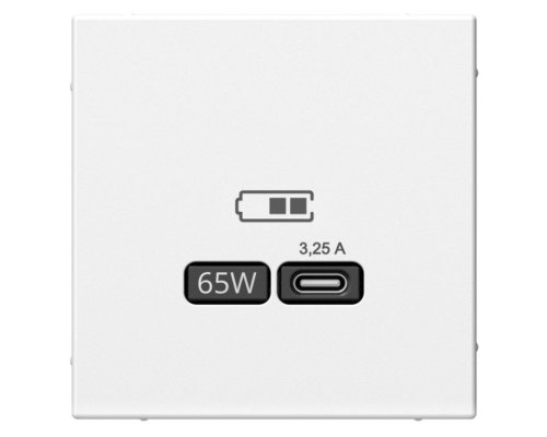 ArtGallery розетка USB тип-С 65Вт высокоскоростной заряд. QC, PD, скрытой установки, механизм, белый (GAL000127)