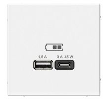 ArtGallery розетка USB тип-A+C 45Вт, скрытой установки, механизм, белый (GAL000129)