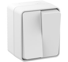 AtlasDesign PROFI54 выключатель 2-клавишный, открытой установки, белый (ATN540151)