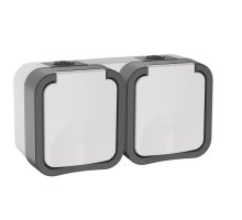 TORS Розетка 2-местная горизонтальная TS222 открытой установки 16А IP55 серо-белый (TS-R26-16-55-G-K41)