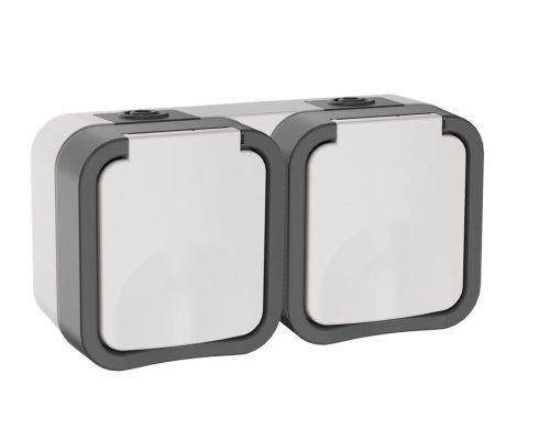 TORS Розетка 2-местная горизонтальная TS222 открытой установки 16А IP55 серо-белый (TS-R26-16-55-G-K41)