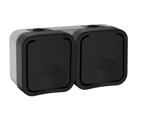 TORS Розетка 2-местная горизонтальная TS122 открытой установки 16А IP55 графит (TS-R26-16-55-G-K53)