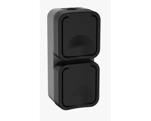TORS Розетка 2-местная вертикальная TS132 открытой установки 16А IP55 графит (TS-R26-16-55-V-K53)