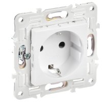 SKANDY Розетка 1-местна SK-R04W с заземлением с защитными шторками скрытой установки 16А арктический белый (SK-R14-16-K01)