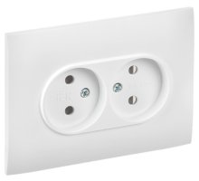 SKANDY Розетка 2-местная в сборе SK-R10W без заземления без защитных шторок скрытой установки 10А арктический белый (SK-R20-10-K01-F)