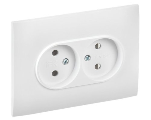 SKANDY Розетка 2-местная в сборе SK-R10W без заземления без защитных шторок скрытой установки 10А арктический белый (SK-R20-10-K01-F)