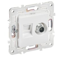 SKANDY Розетка двойная TV+RJ45 кат.5E SK-A14W скрытой установки арктический белый (SK-AK20-1-K01)